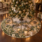 One tree skirt with an original Moonbell Gratitude Supper, dimensional moonbells, glass keepsakes and candlelit hospitality depth.