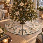 One tree skirt with an original Magnolia Veranda Reading Nest, dimensional magnolias, veranda windows and reading-nook depth.