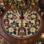 One tree skirt with an original Magnolia Jewel Cabinet, pearl magnolias, jeweled cameos and collector-gallery depth.
