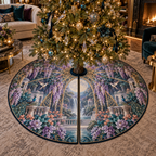 One tree skirt with an original Wisteria Opal Moon Salon, waterfall blooms, circular moon gate and jewel-toned living-room depth.