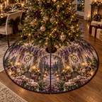 One tree skirt with an original Wisteria Candlelit Welcome Conservatory, amber lanterns, garden doors and hospitality depth.