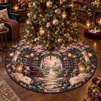 One tree skirt with an original Sakura Lantern Library Alcove, layered shelves, blossom path and reading depth.
