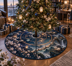 One tree skirt with an original Sakura Astrolabe Study Window, copper rings, floating books and home-office depth.