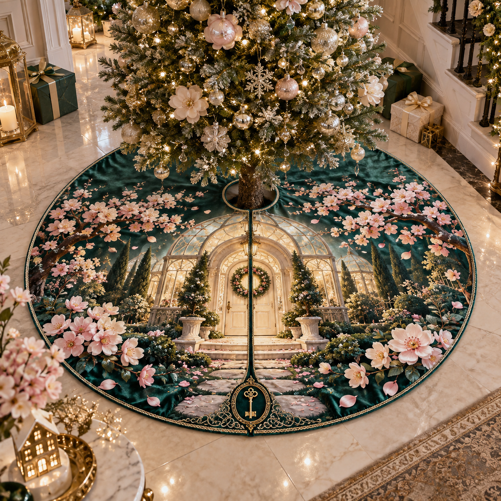 One tree skirt with an original Sakura Keyhouse Welcome Atrium, arched doors, glass gardens and new-home depth.