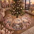 One tree skirt with an original Sakura Prism Triptych Loft, stained-glass blossoms, prism birds and apartment-gallery depth.