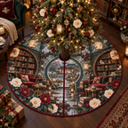 One tree skirt with an original Camellia Moonwindow Reading Conservatory, tea garden, books and rainlit depth.