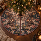 One tree skirt with an original Camellia Whispering Lantern Nook, layered tea alcove, camellias and luminous quiet-corner depth.