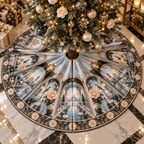 One tree skirt with an original Camellia Floating Gallery Arcade, floating frames, bird panels and luminous apartment depth.
