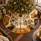 One tree skirt with an original Marigold Velvet Frame Loft, botanical salon frames and sunlit apartment-gallery depth.