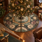 One tree skirt with an original Cosmos Lenslight Workroom, layered flowers and luminous botanical-studio depth.