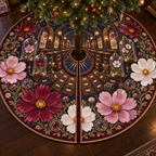 One tree skirt with an original Cosmos Curator Birthday Reliquary, specimen flowers and luminous collector-gallery depth.
