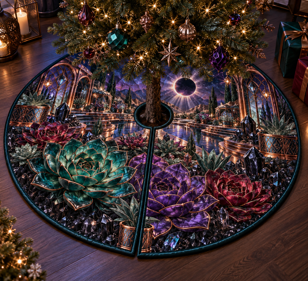 One tree skirt with an original Succulent Prism Eclipse Boudoir and deep jewel illusion.