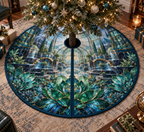 One tree skirt with an original Succulent Meridian Glasswork Study and deep biophilic illusion.