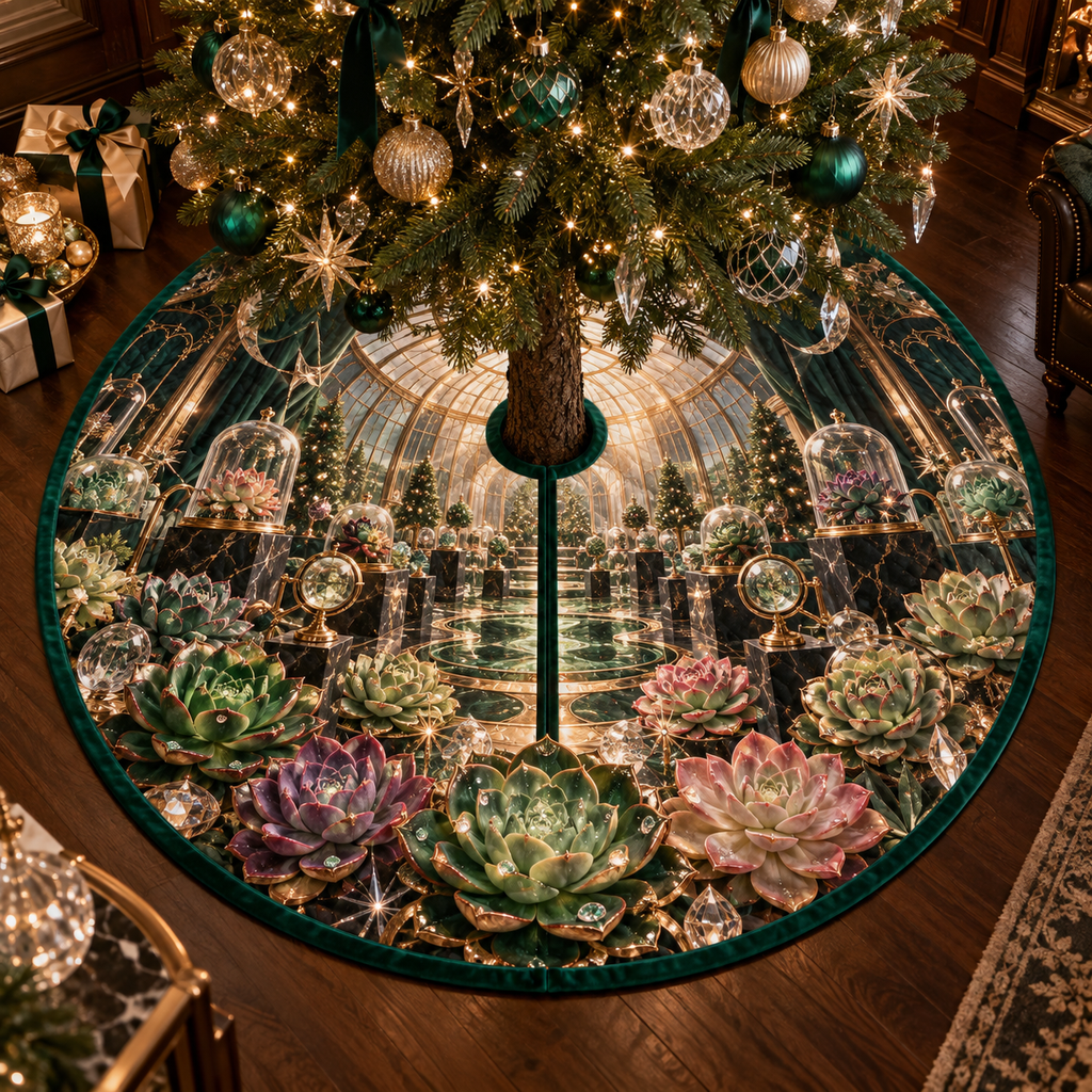 One tree skirt with an original Succulent Jubilee Gemvault and deep biophilic illusion.