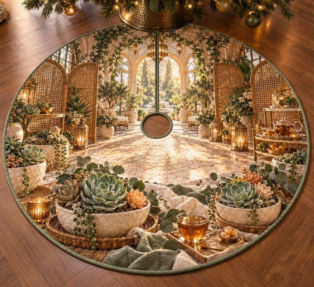 One tree skirt with an original Succulent Amber Hospitality Tea Atrium and maximum optical depth.