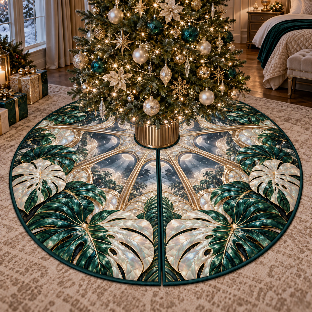 One tree skirt with an original Monstera Moonvault Opal Canopy and maximum optical depth.