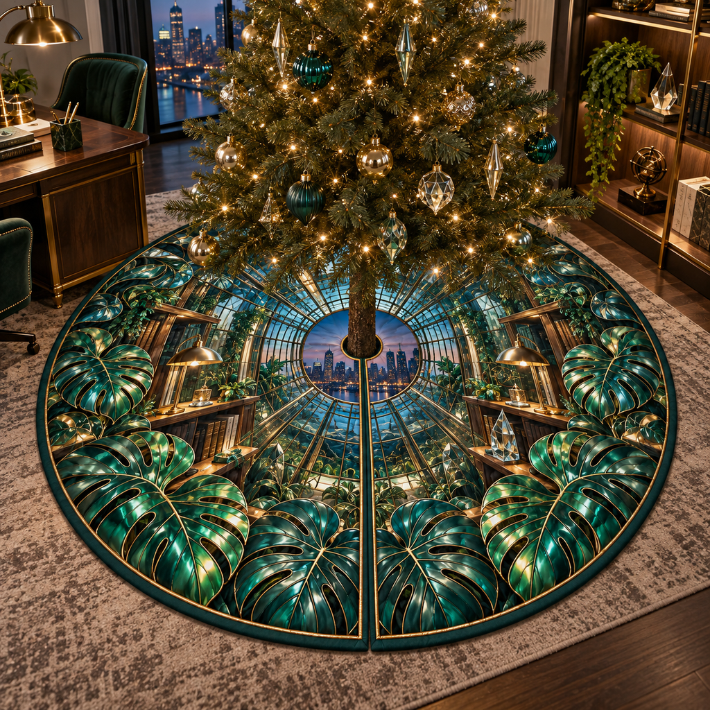 One tree skirt with an original Monstera Meridian Glasswork Studio and maximum optical depth.