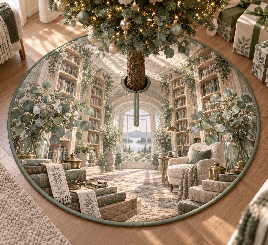 One tree skirt with an original Eucalyptus Silverleaf Story Alcove and deep reading-nook illusion.