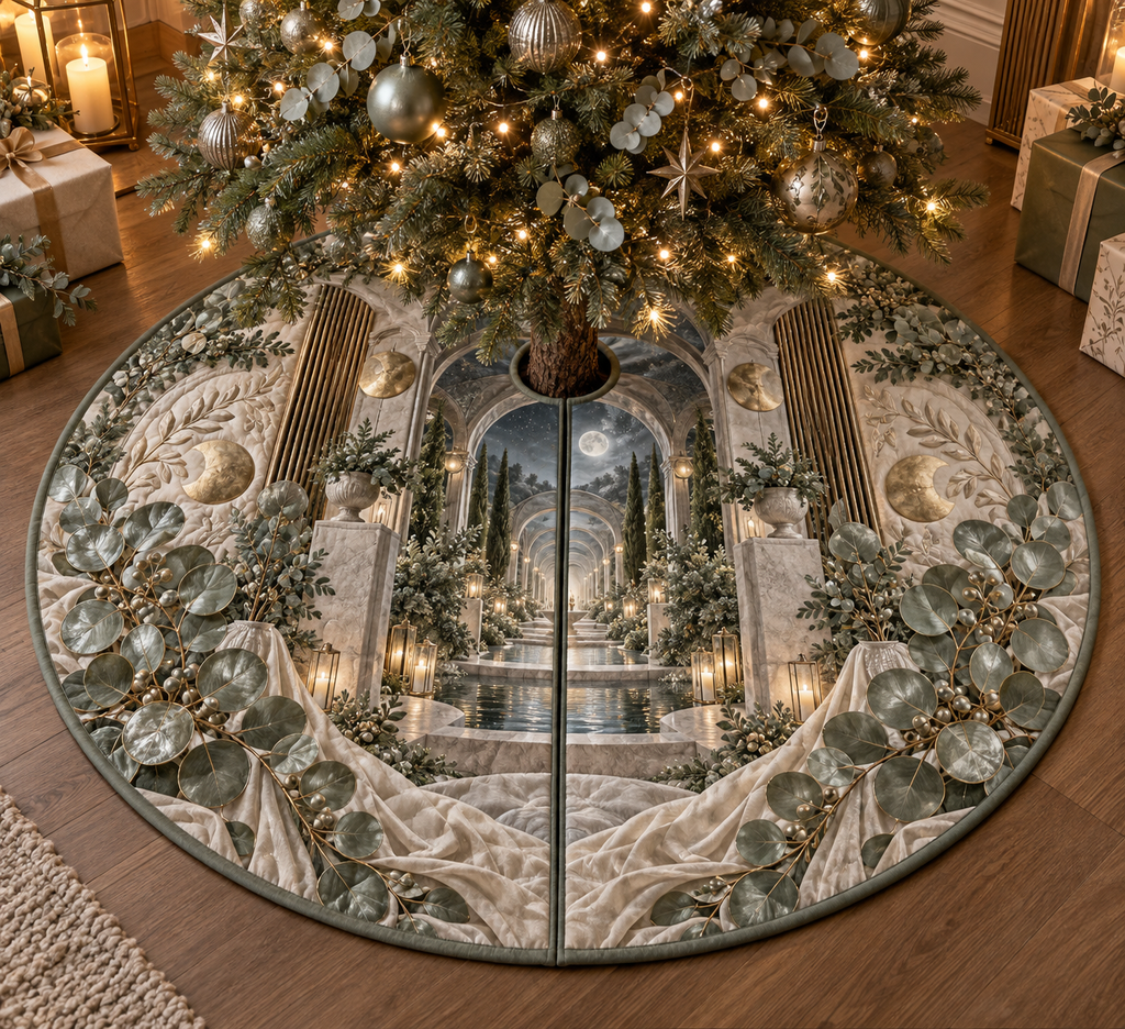One tree skirt with an original Eucalyptus Moonveil Relief Sanctuary and deep bedroom illusion.