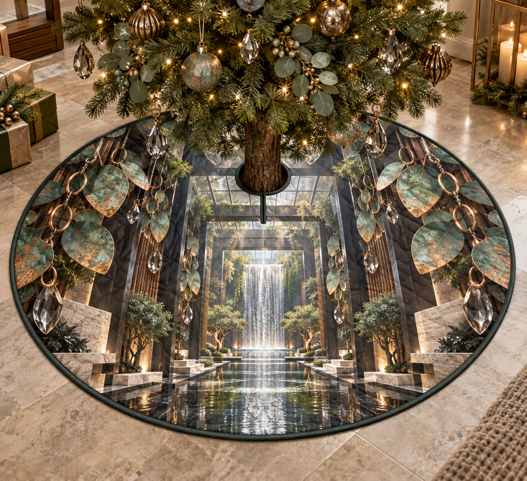 One tree skirt with an original Eucalyptus Verdigris Cascade Gallery and deep bedroom illusion.