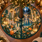One tree skirt with an original Citrus Blossom Lanternwell Quiet Alcove and maximum-depth printed illusion.