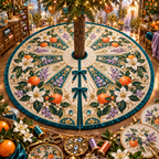 One tree skirt with an original Citrus Blossom Prismthread Maker Atelier and maximum-depth printed illusion.