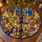 One tree skirt with an original Citrus Blossom Hearthtoast Gratitude Supper and maximum-depth printed illusion.