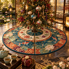 One tree skirt with an original Water Lily Teahouse Gratitude Garden and maximum-depth printed illusion.