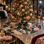 One tree skirt with an original Koi Lotus Moonstone Suite and maximum-depth printed illusion.