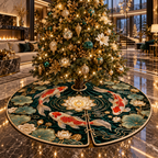 One tree skirt with an original Koi Lotus Emerald Salon and maximum-depth printed illusion.