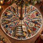 One tree skirt with an original Sardine Maker Loom Atelier and maximum-depth printed illusion.