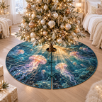One tree skirt with original Jellyfish Pearl Aurora optical-depth print.