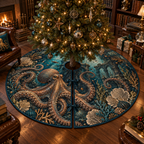One tree skirt with original Octopus Library Reef optical-depth print.
