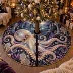 One tree skirt with original Octopus Opal Nocturne optical-depth print.