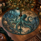 One tree skirt with original Octopus Verdigris Atlas optical-depth print.