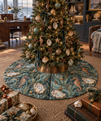 One tree skirt with original Seahorse Opal Tidal Archive optical-depth print.