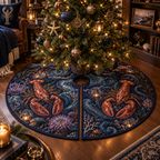 One tree skirt with original Midnight Cove Library Lobster optical-depth print.