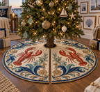 One tree skirt with original Lobster Tidal Atelier optical-depth print.