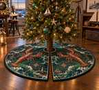 One tree skirt with original Lobster Mariner Workshop optical-depth print.