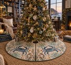 One tree skirt with original Crab Tidepool Reading Room optical-depth print.