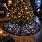 One tree skirt with original Crab Moonlit Tidal Chamber optical-depth print.