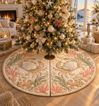 One tree skirt with original Crab Opal Cove Housewarming optical-depth print.