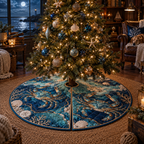 One tree skirt with original Crab Moonlit Tide Library optical-depth print.