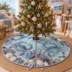 One tree skirt with original Crab Tidal Pool Studio flat printed optical-depth artwork.