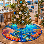 One tree skirt with original reef fish hobby studio flat printed optical-depth artwork.