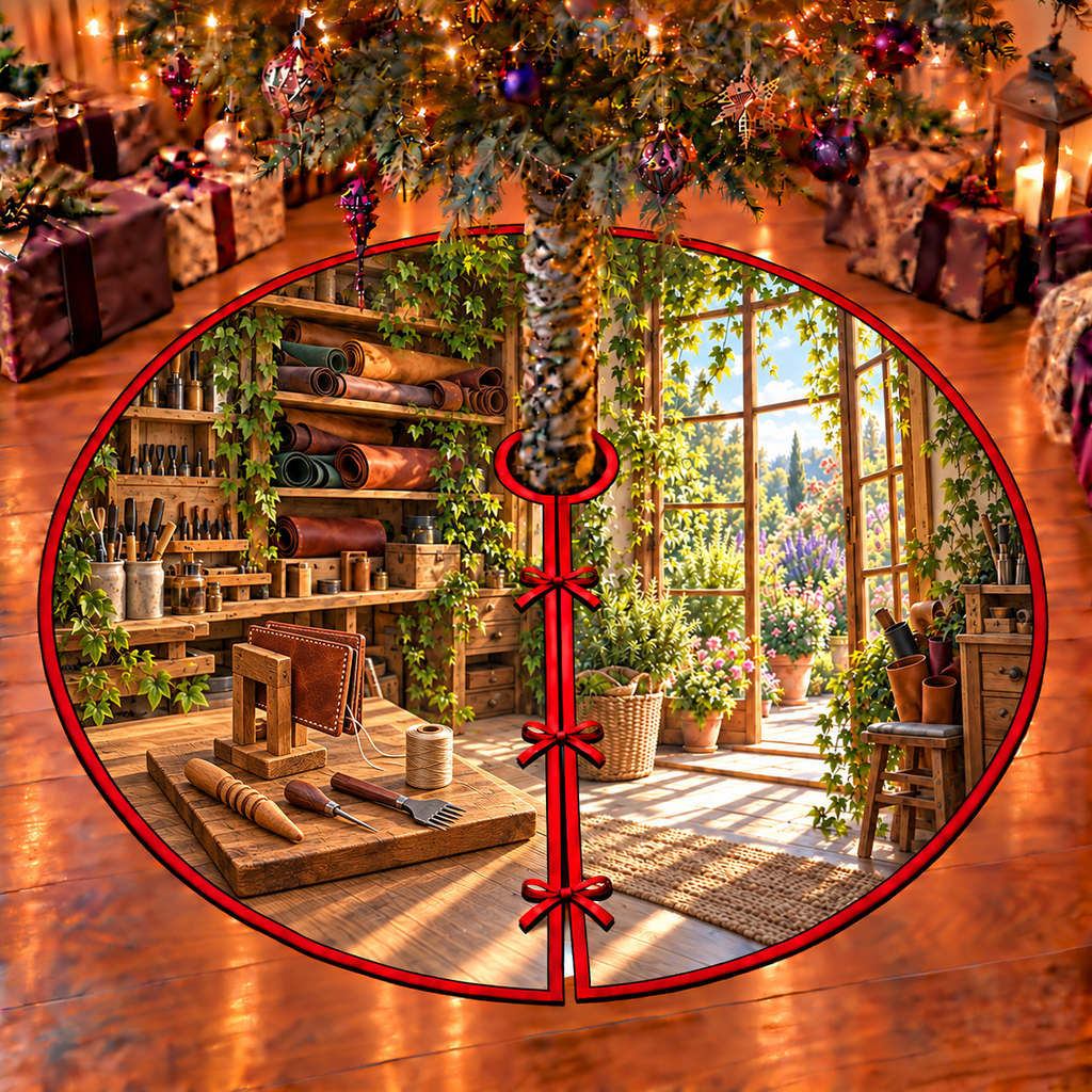 Saddle Stitch Leathercraft Workshop Tree Skirt printed optical depth