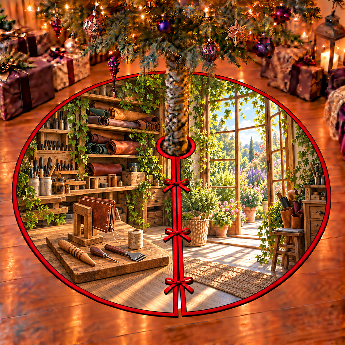 Saddle Stitch Leathercraft Workshop Tree Skirt printed optical depth