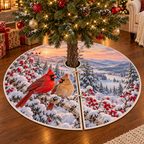 Cardinal Birch Valley Tree Skirt. Flat printed optical depth; furnishings not included.
