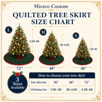 Tree Skirt size guide, 36,48,72 inches, smooth bound circular edge