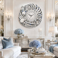 Curled white tiger Custom Name Wall Clock — personalized with a custom name